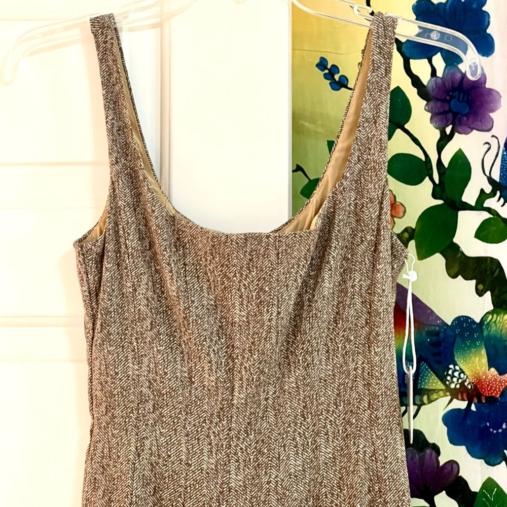 🌺🎉HP🎉🌺 NWT Staud Wells Midi Dress Mocha Herringbone - Picture 13 of 16